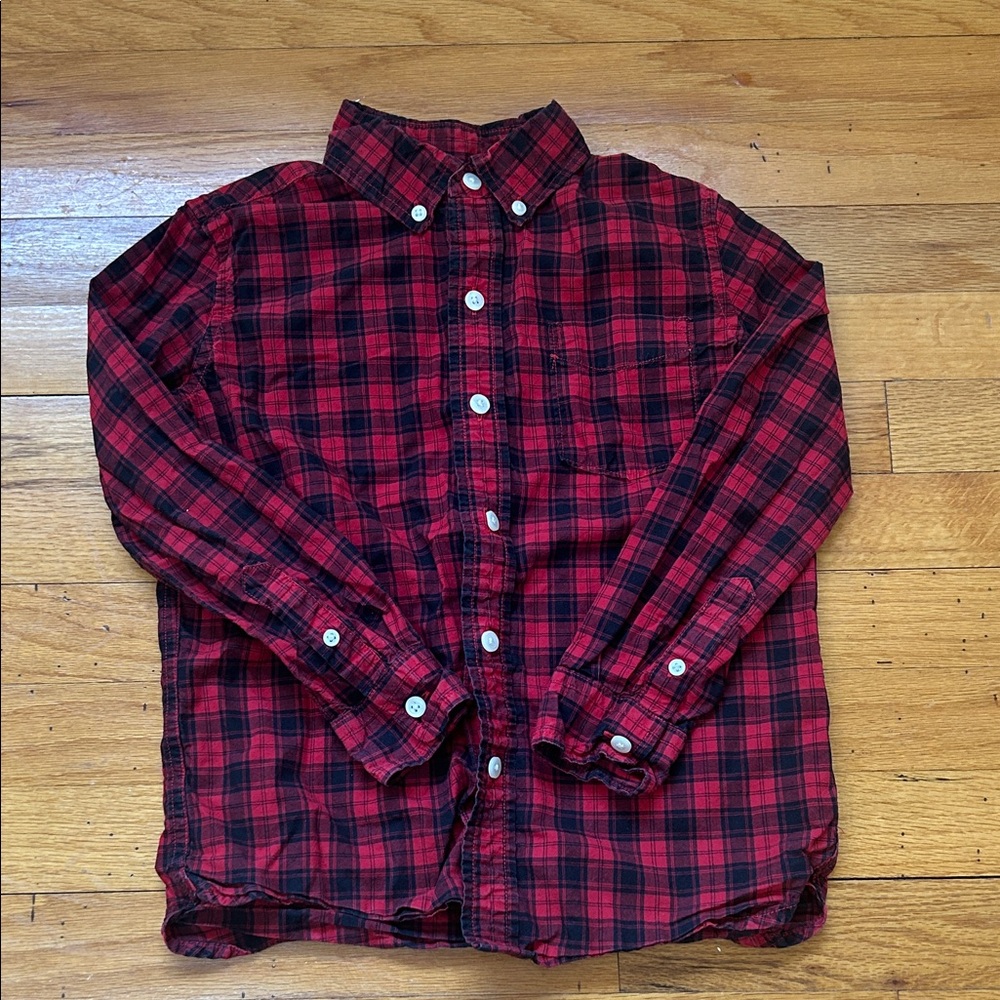 GAP Kids Red and Black Plaid Shirt